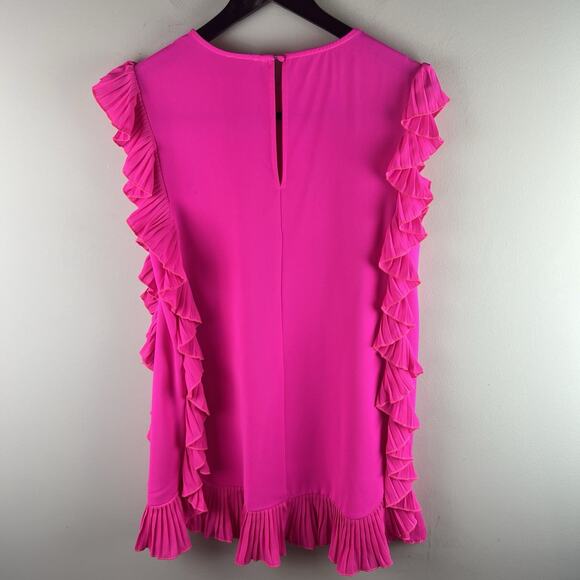 TCEC Dress Hot Pink Ruffle Pleated Mini Size Large - Picture 10 of 10